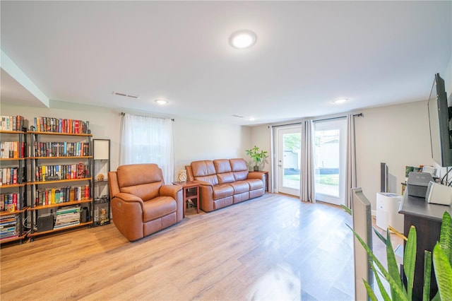 living room featuring light hardwood / wood-style flooring