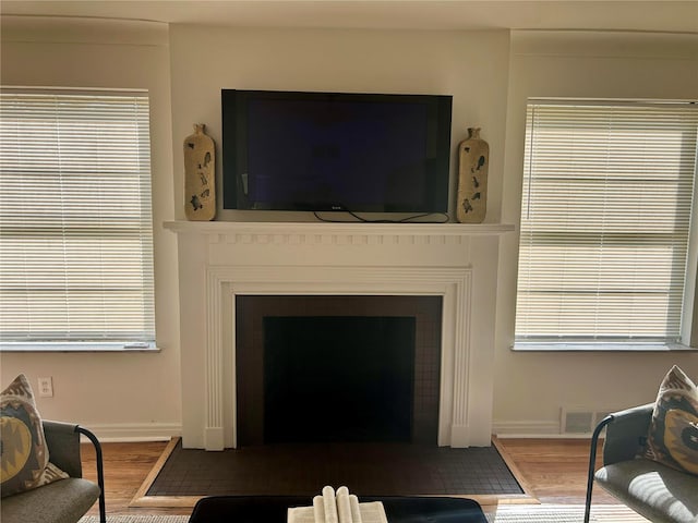 living room with hardwood / wood-style floors