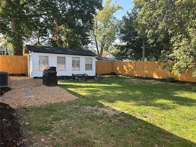 view of yard featuring central AC