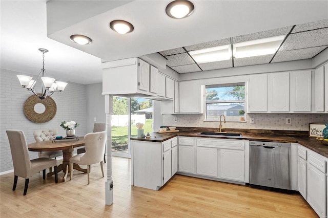 kitchen featuring sink, stainless steel dishwasher, and white cabinets