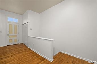 foyer with wood-type flooring