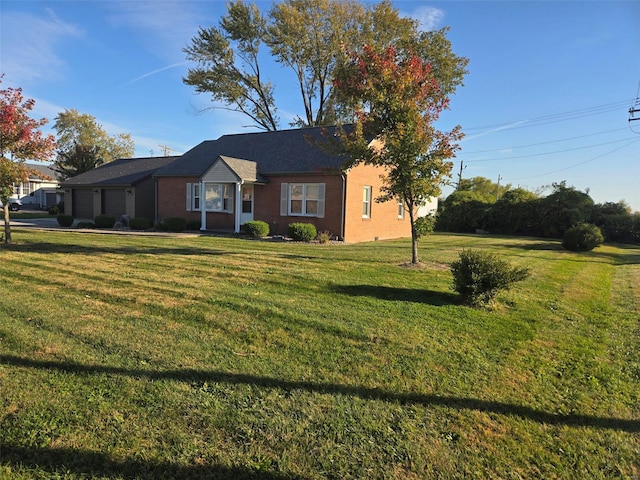 ranch-style house with a front lawn