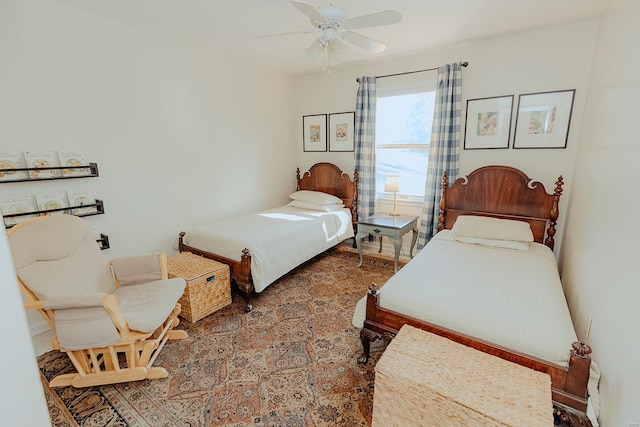 bedroom featuring ceiling fan