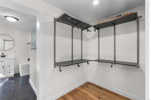 walk in closet featuring dark hardwood / wood-style flooring