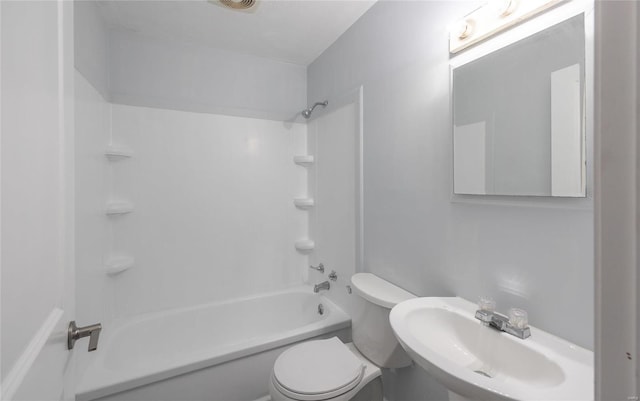 full bathroom featuring shower / tub combination, toilet, and sink