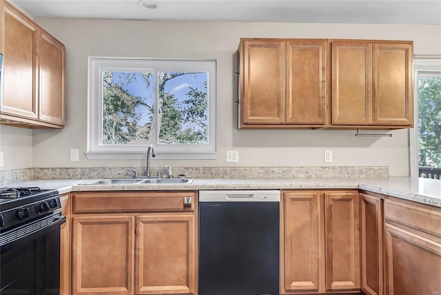 kitchen featuring black appliances and sink