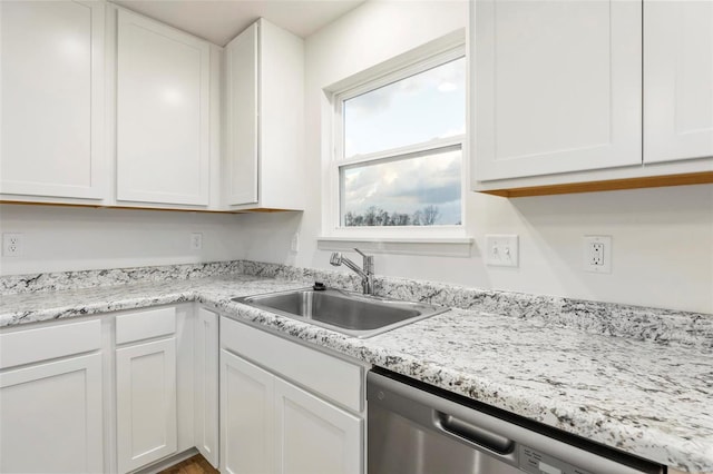 kitchen featuring white cabinetry and stainless steel dishwasher