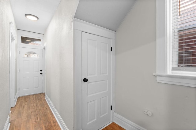 hallway featuring wood-type flooring