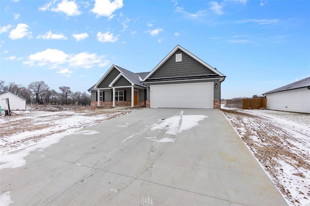 view of front of property with a garage