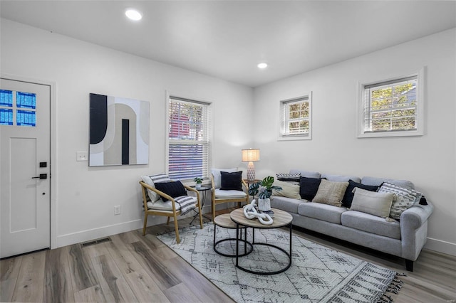 living room featuring light hardwood / wood-style flooring