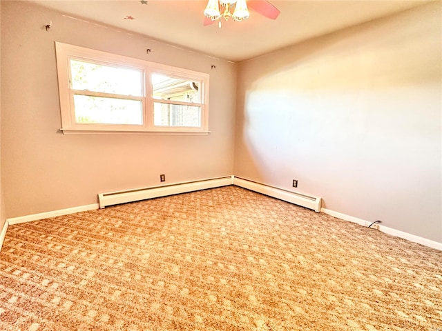 spare room featuring carpet flooring and ceiling fan