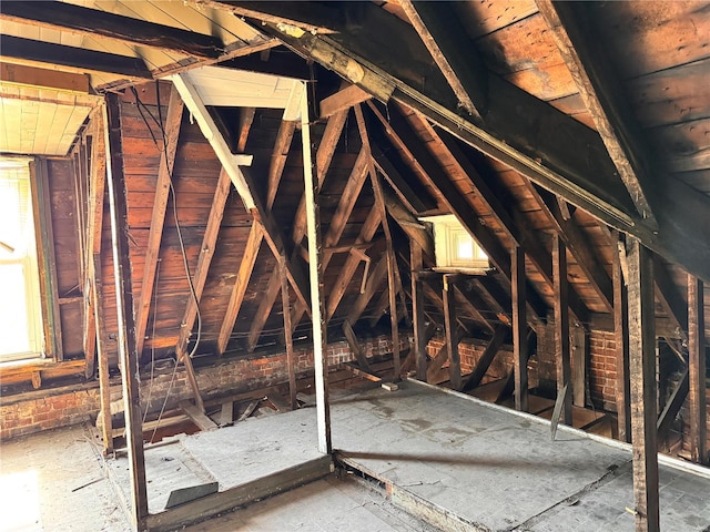 view of unfinished attic