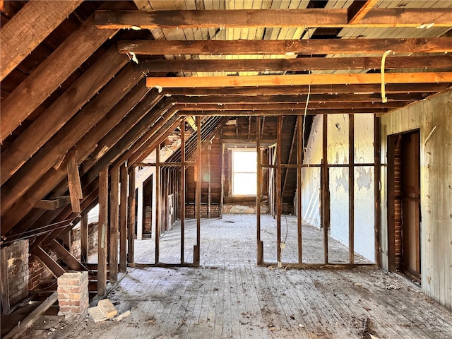 view of unfinished attic