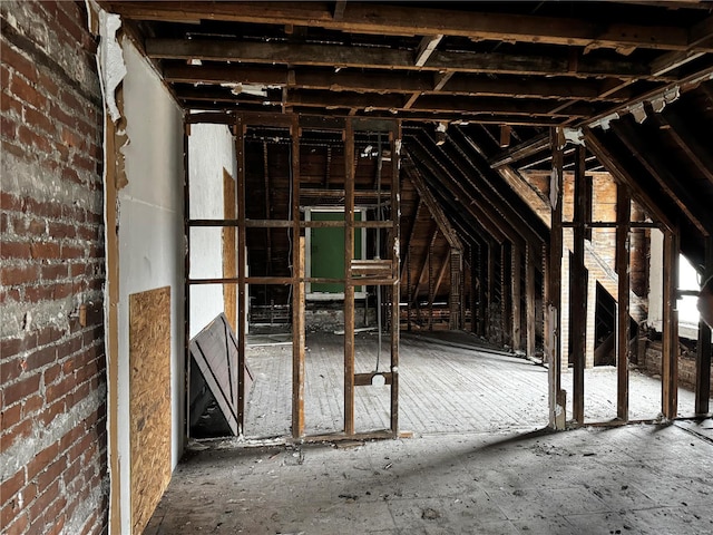 view of unfinished attic