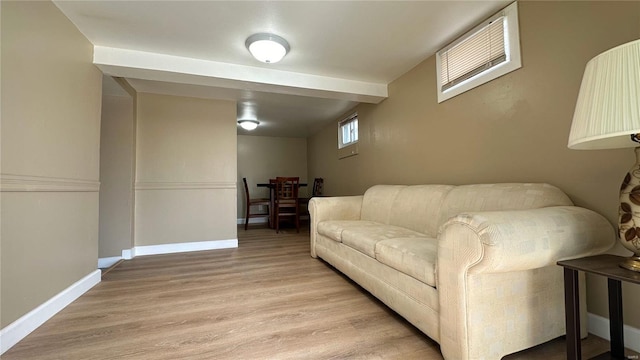 living room with light wood-type flooring