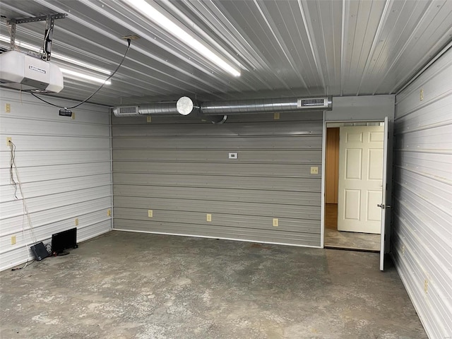 garage with a garage door opener