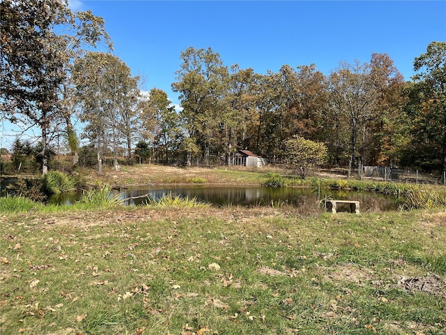 view of yard with a water view