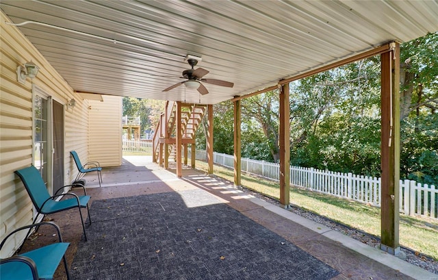 view of patio / terrace with ceiling fan