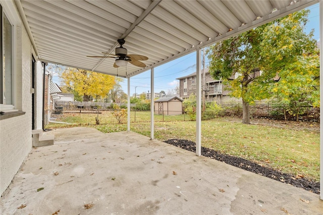 view of patio with ceiling fan