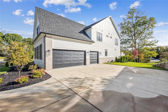 view of property exterior with a garage