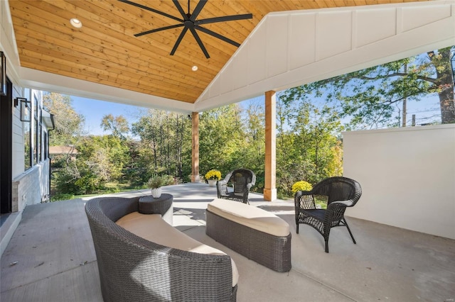 view of patio with ceiling fan