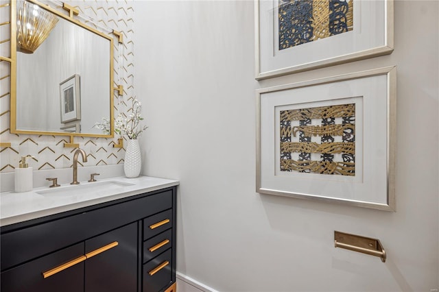 bathroom with vanity and backsplash