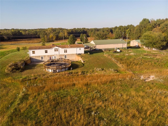 drone / aerial view with a rural view