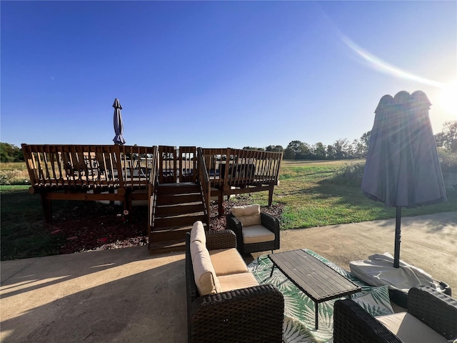 view of patio with a wooden deck