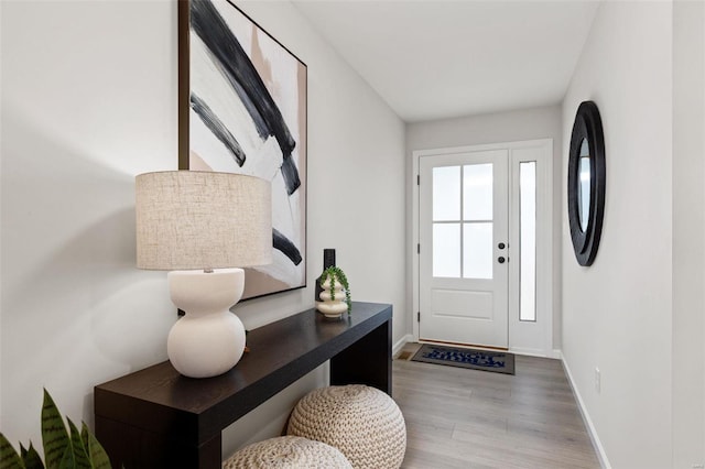 entrance foyer with light hardwood / wood-style floors