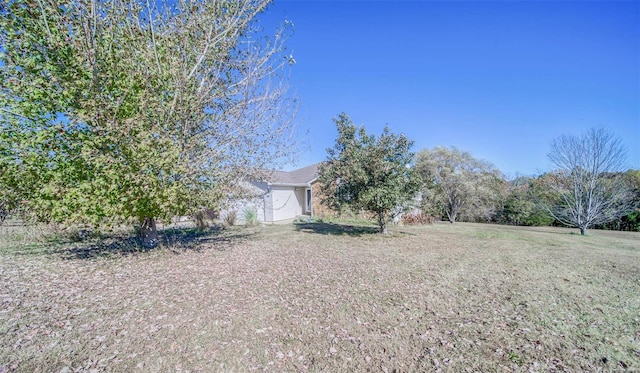 view of yard featuring a storage unit