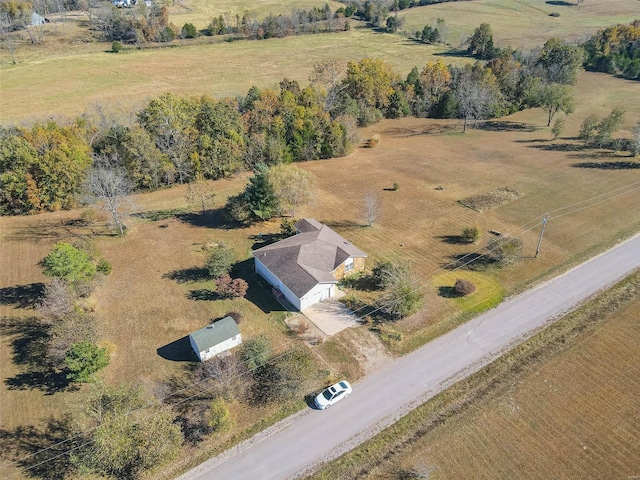 aerial view featuring a rural view