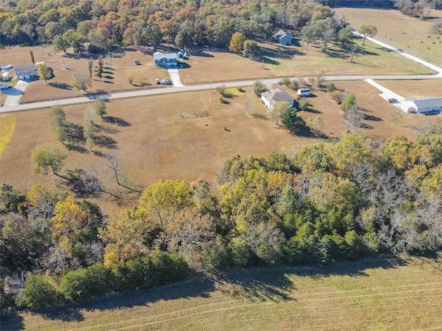 birds eye view of property featuring a rural view