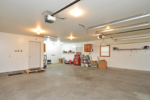 garage with a garage door opener