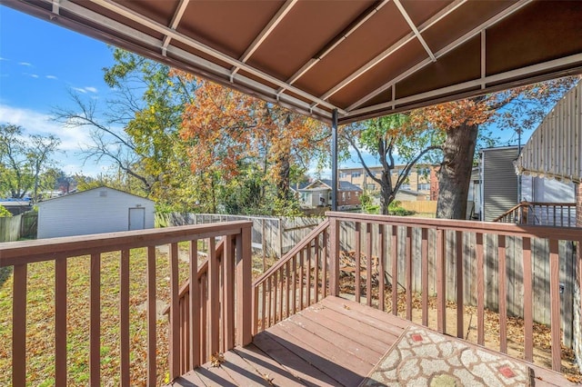 deck featuring an outbuilding