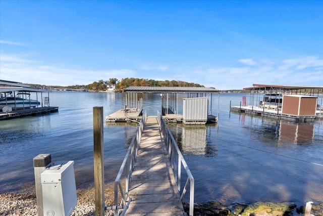 dock area featuring a water view