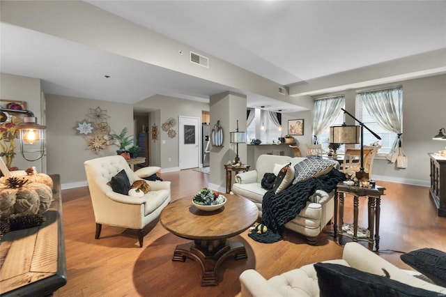 living room featuring light hardwood / wood-style floors