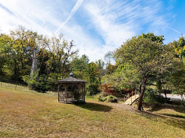 view of yard with a gazebo