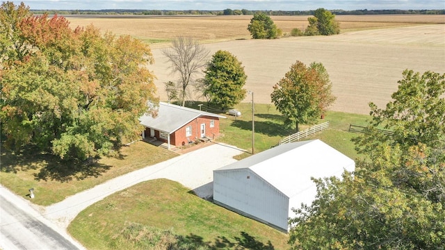 drone / aerial view featuring a rural view