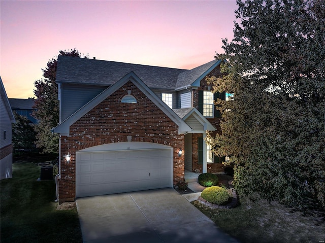 view of front of house with a garage