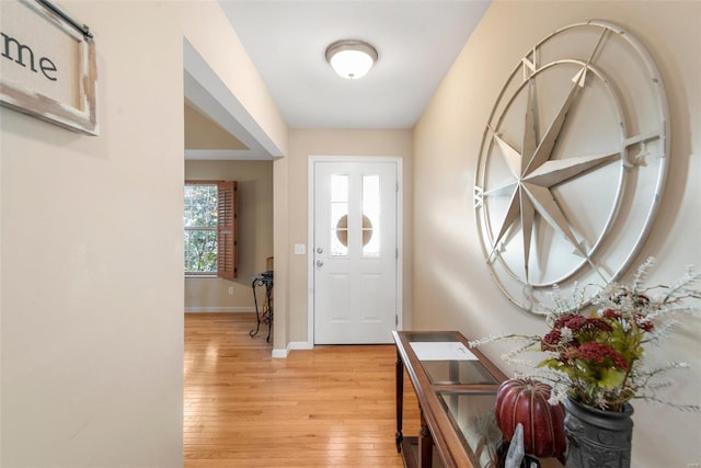 entryway with light wood-type flooring