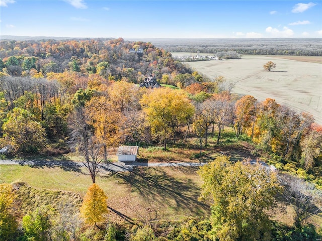 bird's eye view with a view of trees