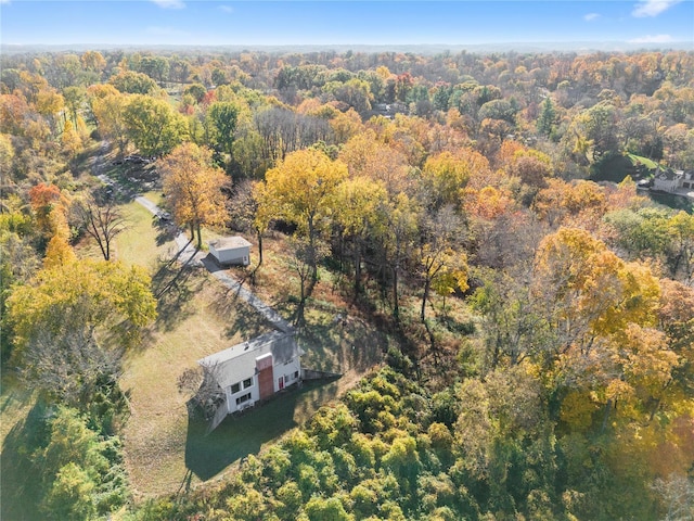 bird's eye view with a view of trees