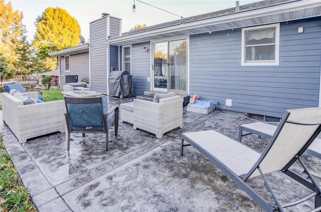 exterior space with an outdoor hangout area and area for grilling