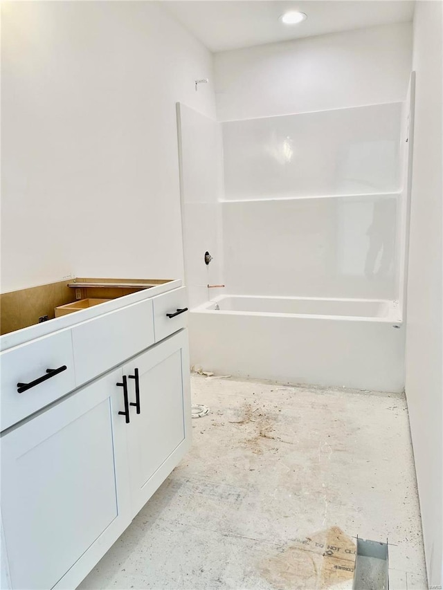 bathroom featuring vanity and shower / bathtub combination