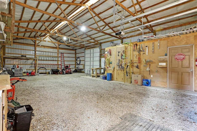 garage with a garage door opener