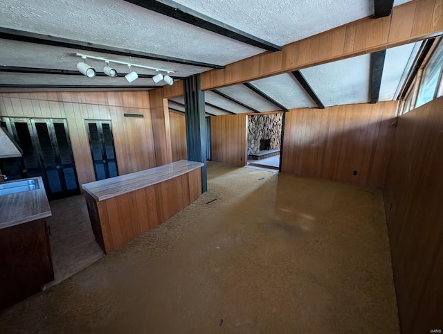 interior space with wood walls