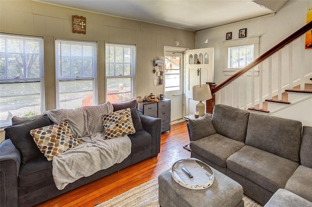 living room featuring light hardwood / wood-style flooring