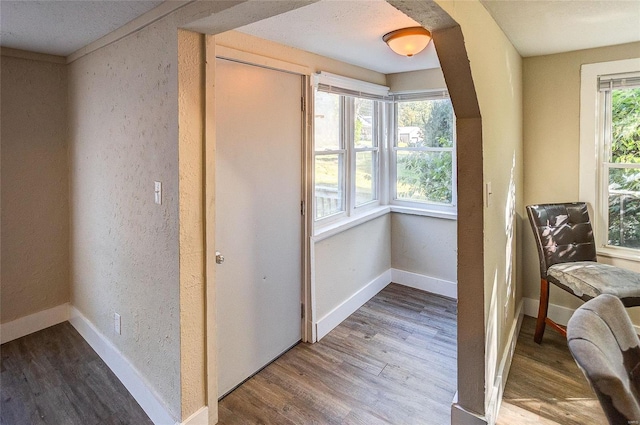 interior space with hardwood / wood-style flooring