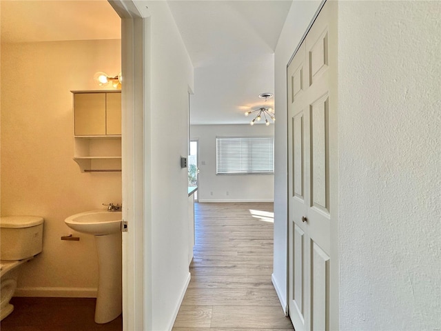 corridor featuring hardwood / wood-style floors