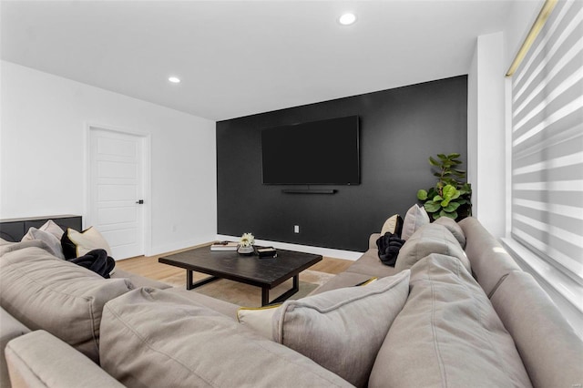 living room featuring light hardwood / wood-style flooring